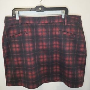 EUC Maurices Mini Skirt in Red and Black Plaid SZ XXL with Slash Pockets